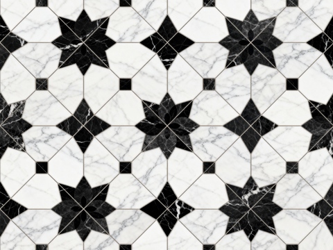  轻奢 黑白石材拼花 几何水刀石材拼花地砖 石材马赛克 花砖 
