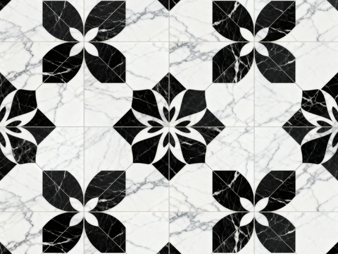  轻奢 黑白石材拼花 几何水刀石材拼花地砖 石材马赛克 花砖 