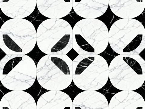 轻奢 黑白石材拼花 几何水刀石材拼花地砖 石材马赛克 花砖