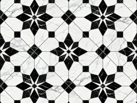  轻奢 黑白石材拼花 几何水刀石材拼花地砖 石材马赛克 花砖 