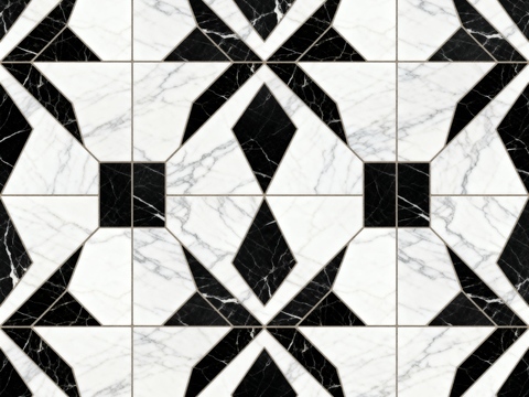 轻奢 黑白石材拼花 几何水刀石材拼花地砖 石材马赛克 花砖