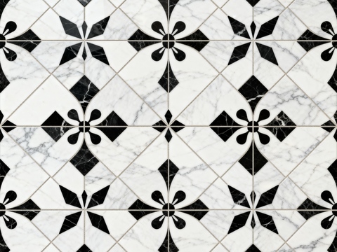  轻奢 黑白石材拼花 几何水刀石材拼花地砖 石材马赛克 花砖 