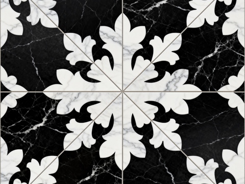  轻奢 黑白石材拼花 几何水刀石材拼花地砖 石材马赛克 花砖 
