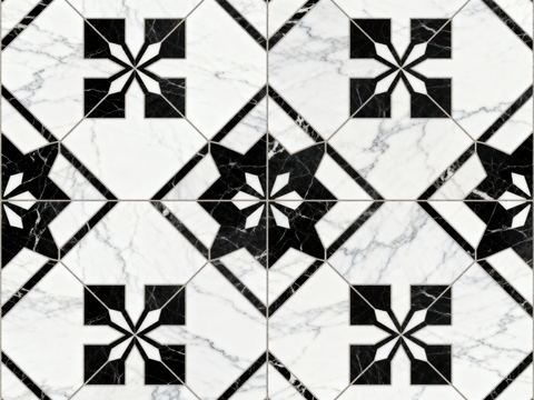轻奢 黑白石材拼花 几何水刀石材拼花地砖 石材马赛克 花砖
