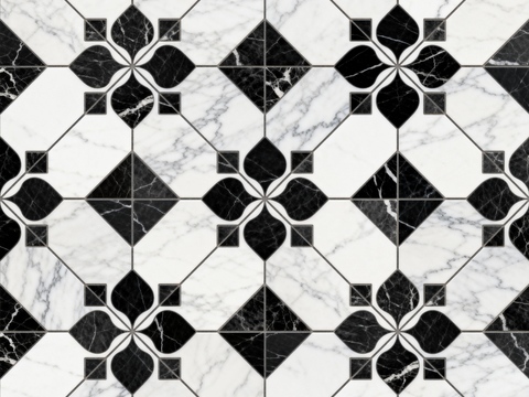  轻奢 黑白石材拼花 几何水刀石材拼花地砖 石材马赛克 花砖 