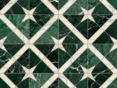 轻奢绿白色石材拼花 花卉水切刀拼花石材 绿色石材拼花马赛克