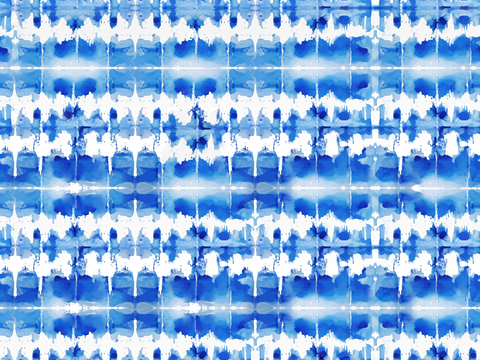  手绘蓝色水彩蜡染扎染印花布纹36 