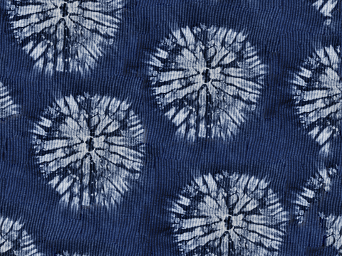 蓝色手工蜡染扎染布纹8