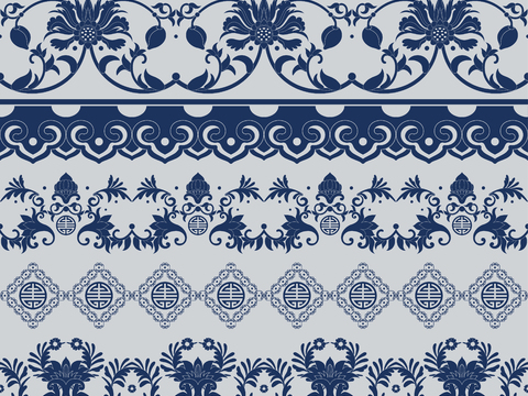  民间传统蓝印花布纹17 