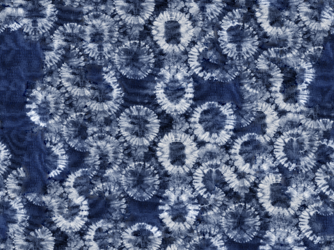 蓝色手工蜡染扎染布纹36