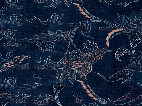  复古蓝印花传统蓝色印染印花布纹6 