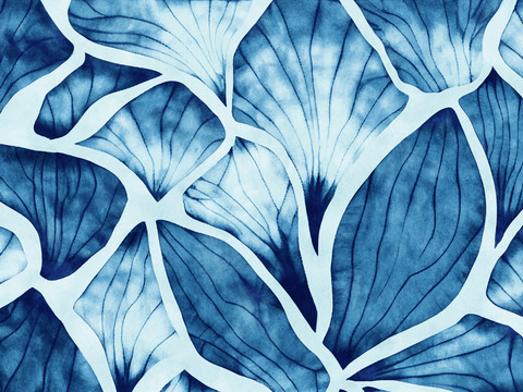  靛青蓝色水彩扎染印花布纹57 