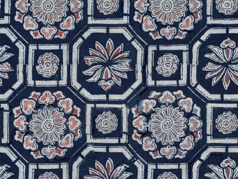 复古蓝印花传统蓝色印染印花布纹8