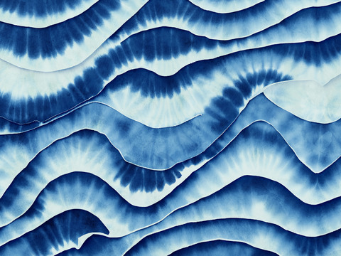  靛青蓝色水彩扎染印花布纹63 