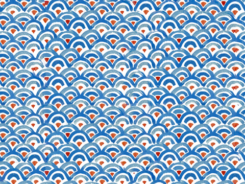  手绘蓝色水彩蜡染扎染印花布纹25 