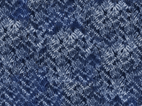 蓝色手工蜡染扎染布纹2