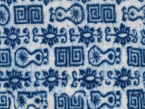  复古蓝印花传统蓝色印染印花布纹53 