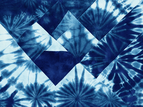  靛青蓝色水彩扎染印花布纹49 