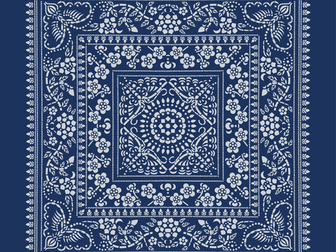  民间传统蓝印花布纹4 
