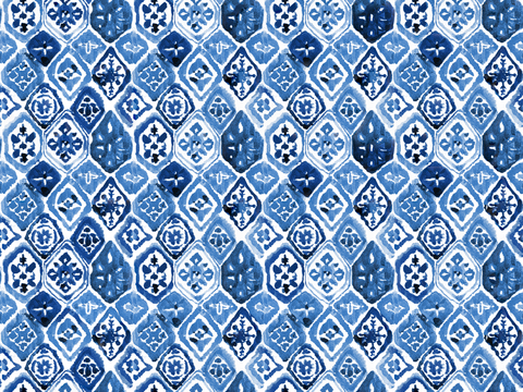  青色靛蓝水彩扎染蜡染布纹纹理8 