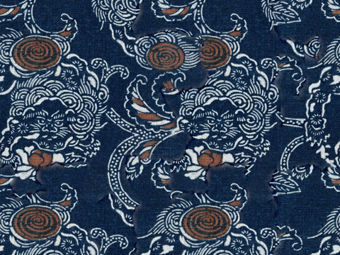 复古蓝印花传统蓝色印染印花布纹5