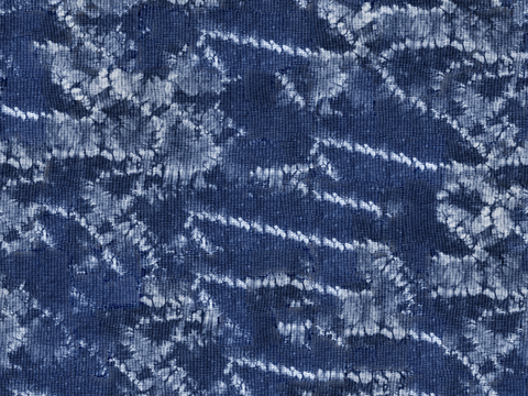  蓝色手工蜡染扎染布纹5 