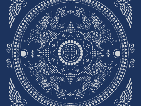  民间传统蓝印花布纹3 