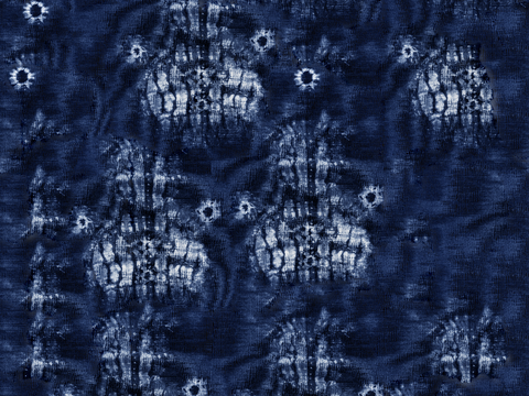  蓝色手工蜡染扎染布纹40 