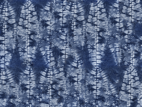 蓝色手工蜡染扎染布纹9