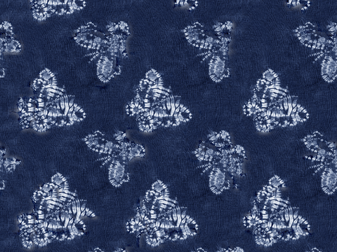 蓝色手工蜡染扎染布纹48