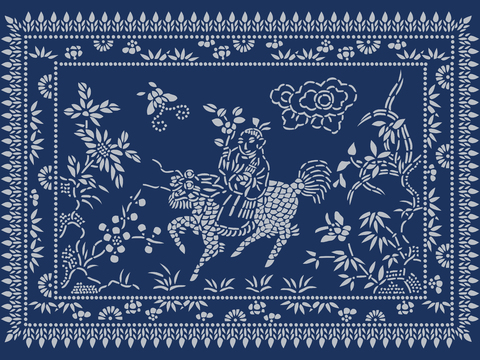  民间传统蓝印花布纹15 