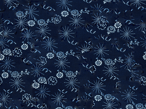  复古蓝印花传统蓝色印染印花布纹22 