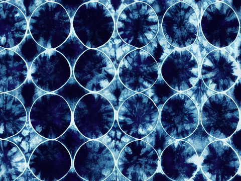  靛青蓝色水彩扎染印花布纹3 