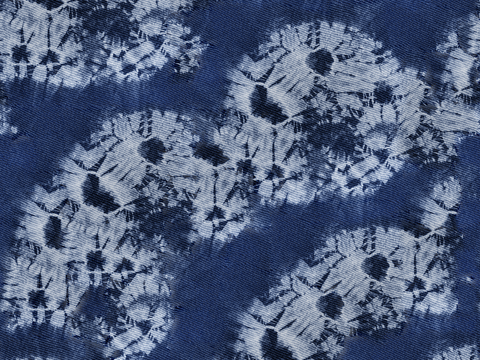 蓝色手工蜡染扎染布纹7