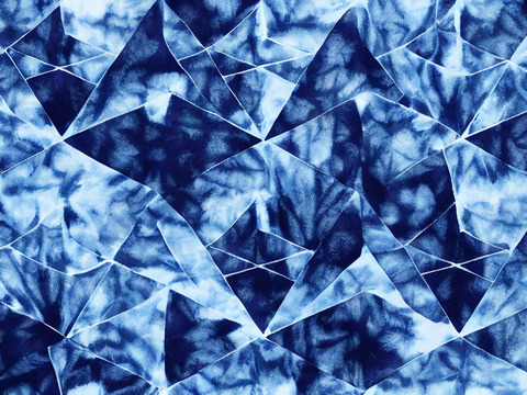  靛青蓝色水彩扎染印花布纹36 