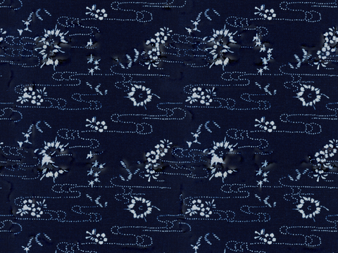  复古蓝印花传统蓝色印染印花布纹23 