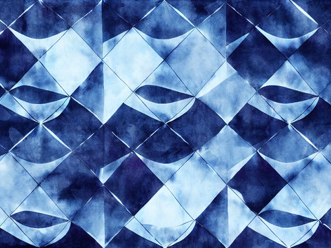  靛青蓝色水彩扎染印花布纹53 