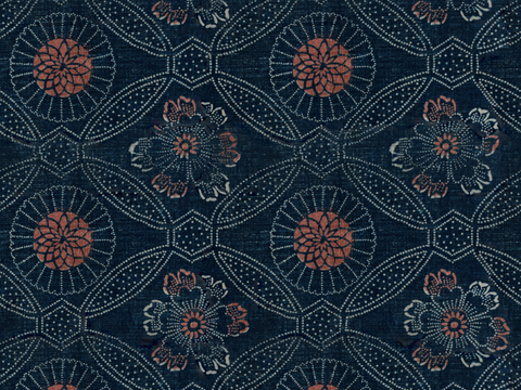 复古蓝印花传统蓝色印染印花布纹9