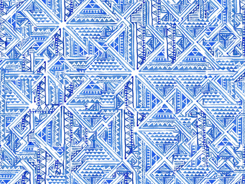  青色靛蓝水彩扎染蜡染布纹纹理9 