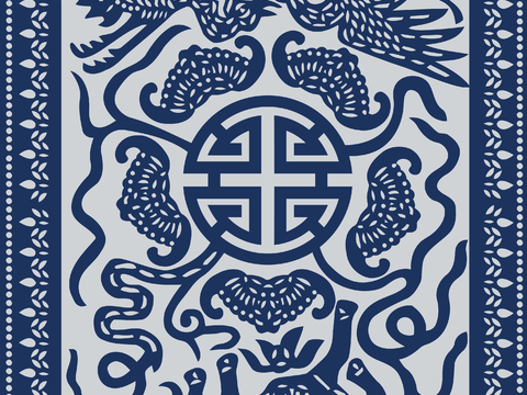  民间传统蓝印花布纹8 