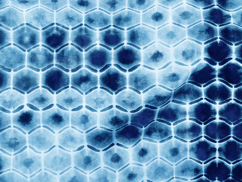  靛青蓝色水彩扎染印花布纹11 