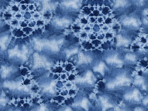 蓝色手工蜡染扎染布纹22