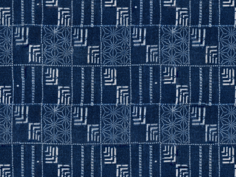 复古蓝印花传统蓝色印染印花布纹11