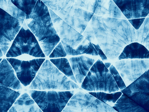  靛青蓝色水彩扎染印花布纹32 