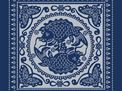  民间传统蓝印花布纹7 