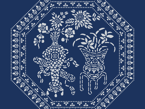  民间传统蓝印花布纹2 