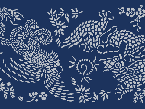  民间传统蓝印花布纹16 