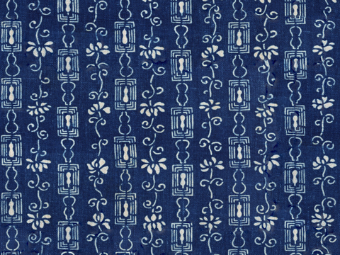 复古蓝印花传统蓝色印染印花布纹21