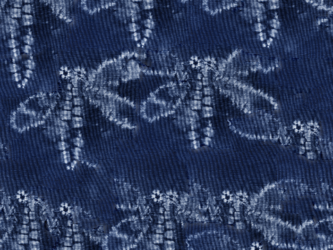  蓝色手工蜡染扎染布纹49 