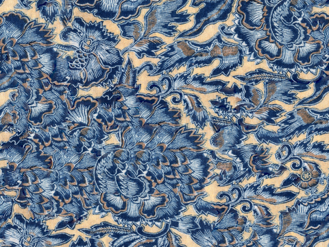 复古蓝印花传统蓝色印染印花布纹15